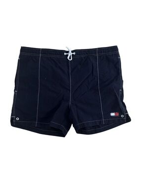 Tommy Hilfiger Black Swim Trunks with White Stitching